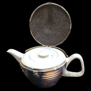 Tea Pot Silver Plate Cozy Bauscher Weiden Porcelain Art Deco Early 1940 War Year